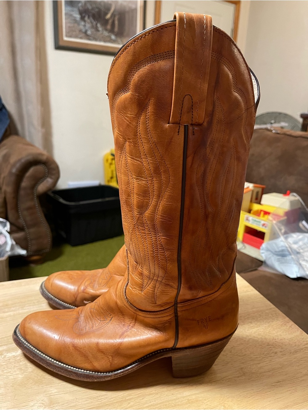 Frye vintage Leather Western Cowboy Boots US 8D Made in USA MPN 5K23760